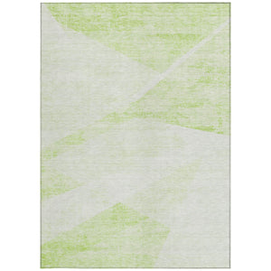 Homeroots 3' Abstract Washable Area Rug In Artichoke Green And Ivory - Perfect For Indoor And Outdoor Spaces 9' X 12' Polyester 586202