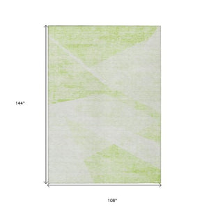 Homeroots 3' Abstract Washable Area Rug In Artichoke Green And Ivory - Perfect For Indoor And Outdoor Spaces 9' X 12' Polyester 586202