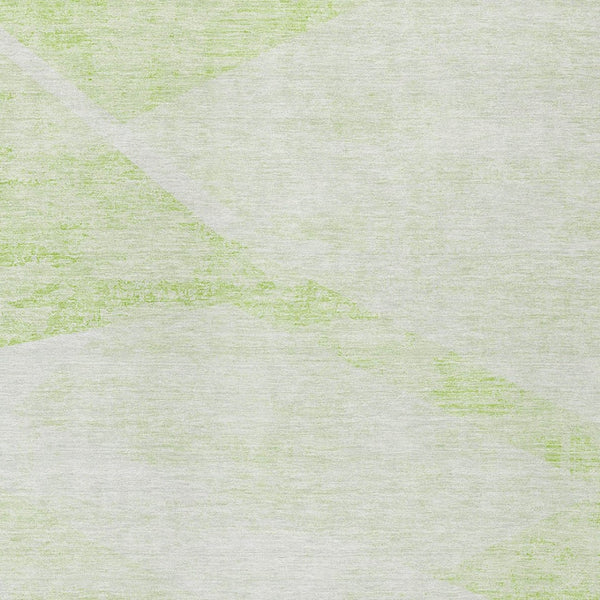 Homeroots 3' Abstract Washable Area Rug In Artichoke Green And Ivory - Perfect For Indoor And Outdoor Spaces 9' X 12' Polyester 586202