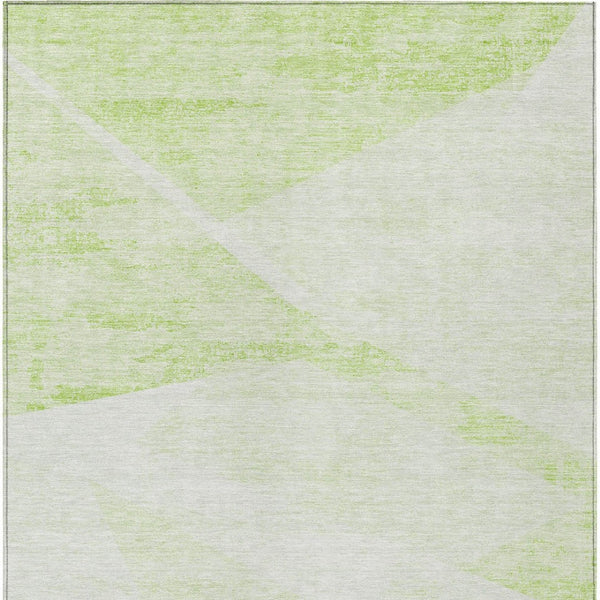 Homeroots 3' Abstract Washable Area Rug In Artichoke Green And Ivory - Perfect For Indoor And Outdoor Spaces 10' X 14' Polyester 586203