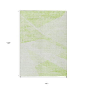 Homeroots 3' Abstract Washable Area Rug In Artichoke Green And Ivory - Perfect For Indoor And Outdoor Spaces 10' X 14' Polyester 586203