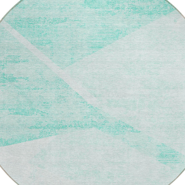 Homeroots 3' Abstract Washable Area Rug In Artichoke Green And Ivory - Perfect For Indoor And Outdoor Spaces 8' Round Polyester 586206