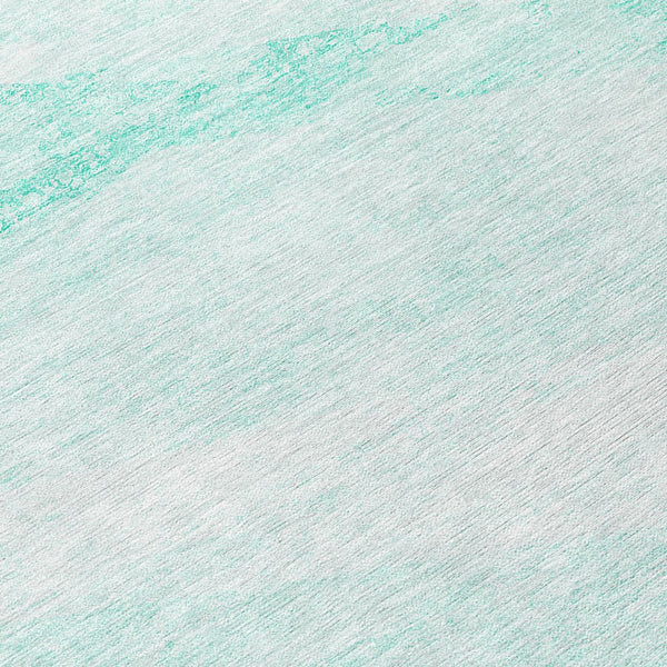 Homeroots 3' Abstract Washable Area Rug In Artichoke Green And Ivory - Perfect For Indoor And Outdoor Spaces 8' Round Polyester 586206