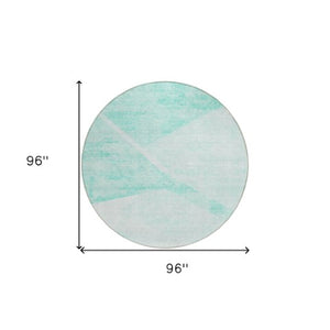 Homeroots 3' Abstract Washable Area Rug In Artichoke Green And Ivory - Perfect For Indoor And Outdoor Spaces 8' Round Polyester 586206