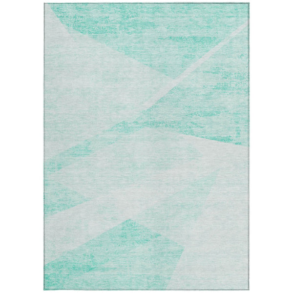 Homeroots 3' Abstract Washable Area Rug In Artichoke Green And Ivory - Perfect For Indoor And Outdoor Spaces 9' X 12' Polyester 586208