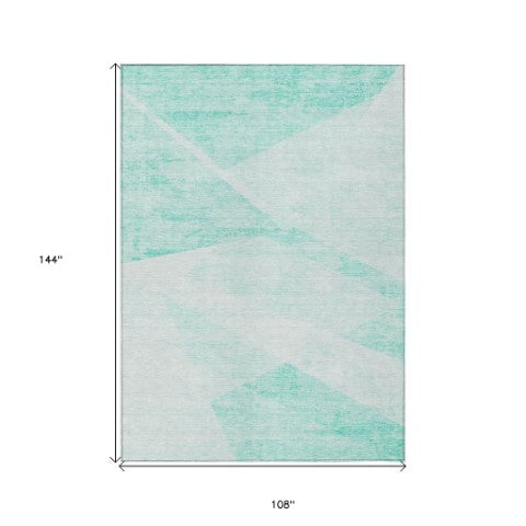 Homeroots 3' Abstract Washable Area Rug In Artichoke Green And Ivory - Perfect For Indoor And Outdoor Spaces 9' X 12' Polyester 586208