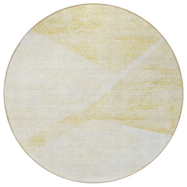 Homeroots 3' Abstract Washable Area Rug In Artichoke Green And Ivory - Perfect For Indoor And Outdoor Spaces 8' Round Polyester 586218