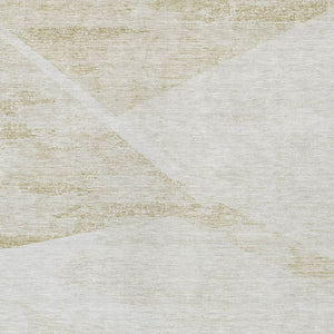 Homeroots 3' Abstract Washable Area Rug In Artichoke Green And Ivory - Perfect For Indoor And Outdoor Spaces 3' X 5' Polyester 586222