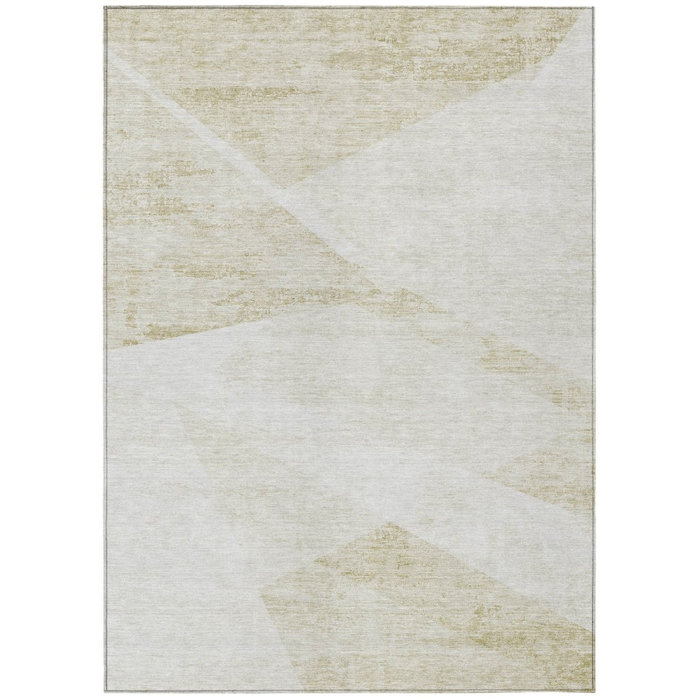 HomeRoots 5' Stylish Khaki Beige and Ivory Abstract Area Rug – Washable, Durable for Indoor and Outdoor Use 5' X 8' 586223