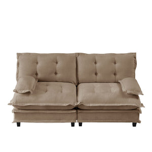 English Elm 77 Inch Chenille Cloud Loveseat Modular Deep Seat Sofa for Living Room or Apartment Light Coffee W714S01691