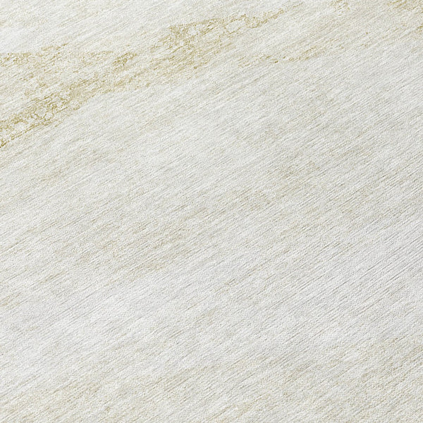 Homeroots 3' Abstract Washable Area Rug In Artichoke Green And Ivory - Perfect For Indoor And Outdoor Spaces 8' Round Polyester 586224