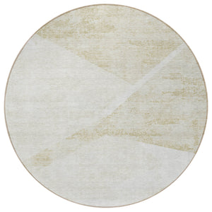 Homeroots 3' Abstract Washable Area Rug In Artichoke Green And Ivory - Perfect For Indoor And Outdoor Spaces 8' Round Polyester 586224