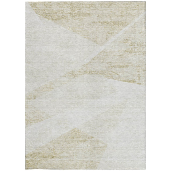 Homeroots 3' Abstract Washable Area Rug In Artichoke Green And Ivory - Perfect For Indoor And Outdoor Spaces 8' X 10' Polyester 586225
