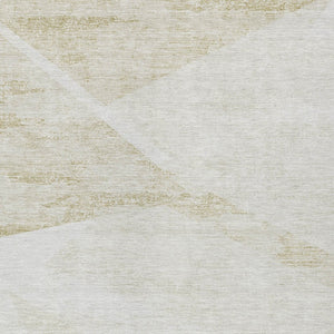 Homeroots 3' Abstract Washable Area Rug In Artichoke Green And Ivory - Perfect For Indoor And Outdoor Spaces 8' X 10' Polyester 586225