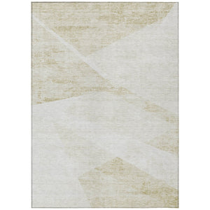 HomeRoots 9' Khaki Beige and Ivory Abstract Area Rug - Stylish, Washable, and Durable for Indoor Outdoor Use 9' X 12' 586226