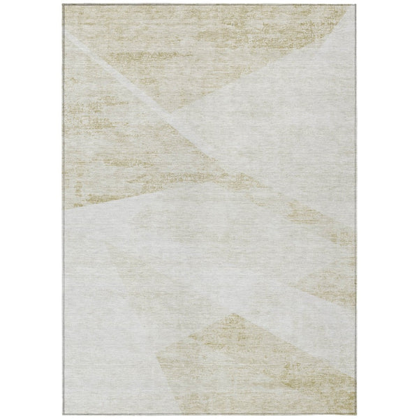 HomeRoots 9' Khaki Beige and Ivory Abstract Area Rug - Stylish, Washable, and Durable for Indoor Outdoor Use 9' X 12' 586226