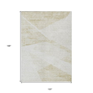 Homeroots 3' Abstract Washable Area Rug In Artichoke Green And Ivory - Perfect For Indoor And Outdoor Spaces 10' X 14' Polyester 586227