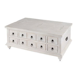 Butler Specialty Chipping Rustic 6 Drawer Solid Wood Trunk Coffee Table With Distressed Finish For Stylish Storage White Mango,Iron 5862329-butler