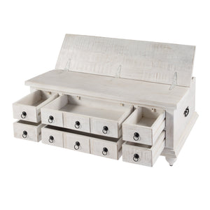Butler Specialty Chipping Rustic 6 Drawer Solid Wood Trunk Coffee Table With Distressed Finish For Stylish Storage White Mango,Iron 5862329-butler