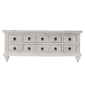 Butler Specialty Chipping Rustic 6 Drawer Solid Wood Trunk Coffee Table With Distressed Finish For Stylish Storage White Mango,Iron 5862329-butler