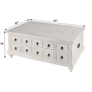 Butler Specialty Chipping Rustic 6 Drawer Solid Wood Trunk Coffee Table With Distressed Finish For Stylish Storage White Mango,Iron 5862329-butler