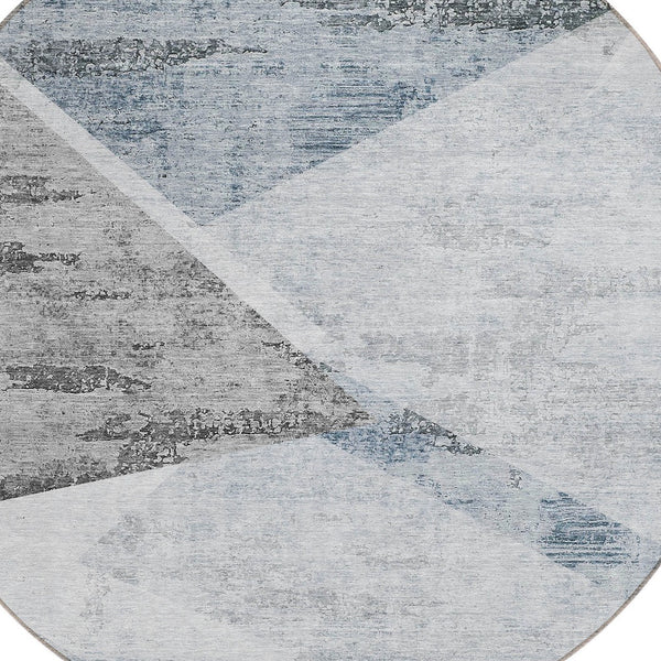 Homeroots 3' Abstract Washable Area Rug In Artichoke Green And Ivory - Perfect For Indoor And Outdoor Spaces 8' Round Polyester 586236