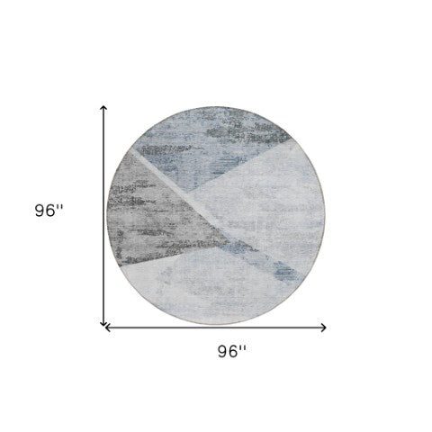 Homeroots 3' Abstract Washable Area Rug In Artichoke Green And Ivory - Perfect For Indoor And Outdoor Spaces 8' Round Polyester 586236