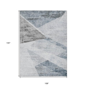 Homeroots 3' Abstract Washable Area Rug In Artichoke Green And Ivory - Perfect For Indoor And Outdoor Spaces 9' X 12' Polyester 586238