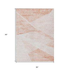 Homeroots 3' Abstract Washable Area Rug In Artichoke Green And Ivory - Perfect For Indoor And Outdoor Spaces 5' X 8' Polyester 586241