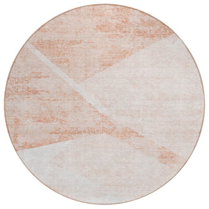 HomeRoots 5' Stylish Abstract Salmon Peach and Ivory Rug - Durable, Washable, Perfect for Indoor and Outdoor Spaces 8' Round 586242
