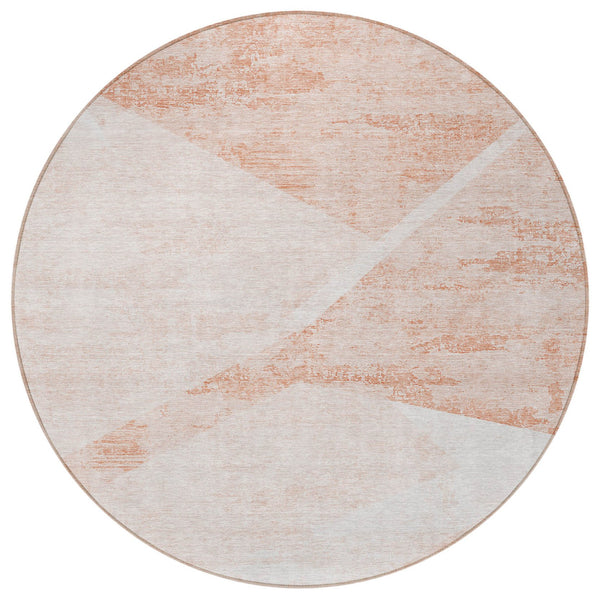 Homeroots 3' Abstract Washable Area Rug In Artichoke Green And Ivory - Perfect For Indoor And Outdoor Spaces 8' Round Polyester 586242