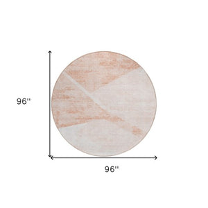 Homeroots 3' Abstract Washable Area Rug In Artichoke Green And Ivory - Perfect For Indoor And Outdoor Spaces 8' Round Polyester 586242