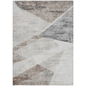 Homeroots 3' Abstract Washable Area Rug In Artichoke Green And Ivory - Perfect For Indoor And Outdoor Spaces 3' X 5' Polyester 586246