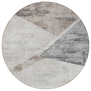Homeroots 3' Abstract Washable Area Rug In Artichoke Green And Ivory - Perfect For Indoor And Outdoor Spaces 8' Round Polyester 586248