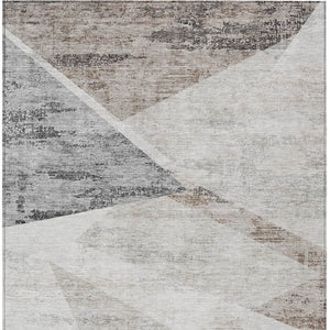 Homeroots 3' Abstract Washable Area Rug In Artichoke Green And Ivory - Perfect For Indoor And Outdoor Spaces 9' X 12' Polyester 586250