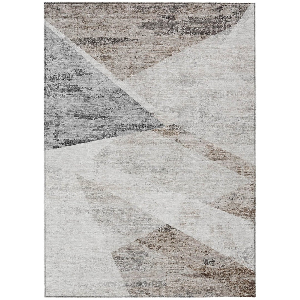 HomeRoots 9' Silver Beige and Gray Abstract Area Rug - Stylish, Washable Design for Indoor and Outdoor Spaces 9' X 12' 586250