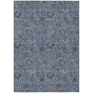 HomeRoots 5' Indoor Outdoor Floral Area Rug in Blue Gray & Charcoal - Durable, Washable, Stylish Decor 5' X 8' 586253