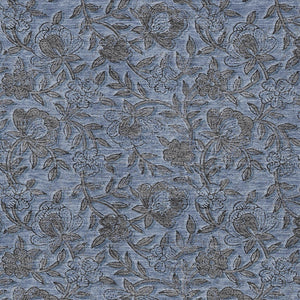 Homeroots 3' Elegant Blue Gray Charcoal Floral Washable Area Rug For Indoor Or Outdoor Spaces, Durable Design 5' X 8' Polyester 586253