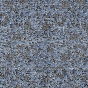Homeroots 3' Elegant Blue Gray Charcoal Floral Washable Area Rug For Indoor Or Outdoor Spaces, Durable Design 8' X 10' Polyester 586255