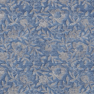 Homeroots 3' Elegant Blue Gray Charcoal Floral Washable Area Rug For Indoor Or Outdoor Spaces, Durable Design 5' X 8' Polyester 586259