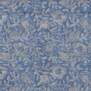 Homeroots 3' Elegant Blue Gray Charcoal Floral Washable Area Rug For Indoor Or Outdoor Spaces, Durable Design 8' X 10' Polyester 586261