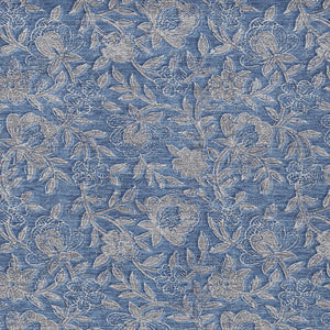 Homeroots 3' Elegant Blue Gray Charcoal Floral Washable Area Rug For Indoor Or Outdoor Spaces, Durable Design 9' X 12' Polyester 586262