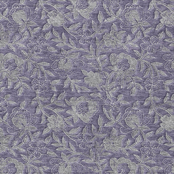 Homeroots 3' Elegant Blue Gray Charcoal Floral Washable Area Rug For Indoor Or Outdoor Spaces, Durable Design 5' X 8' Polyester 586265