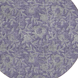 Homeroots 3' Elegant Blue Gray Charcoal Floral Washable Area Rug For Indoor Or Outdoor Spaces, Durable Design 8' Round Polyester 586266