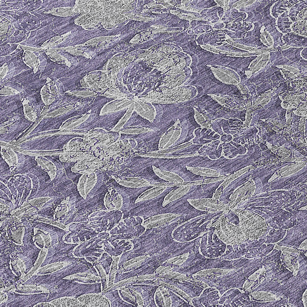 Homeroots 3' Elegant Blue Gray Charcoal Floral Washable Area Rug For Indoor Or Outdoor Spaces, Durable Design 8' Round Polyester 586266