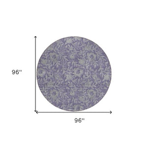 Homeroots 3' Elegant Blue Gray Charcoal Floral Washable Area Rug For Indoor Or Outdoor Spaces, Durable Design 8' Round Polyester 586266
