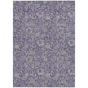 Homeroots 3' Elegant Blue Gray Charcoal Floral Washable Area Rug For Indoor Or Outdoor Spaces, Durable Design 9' X 12' Polyester 586268