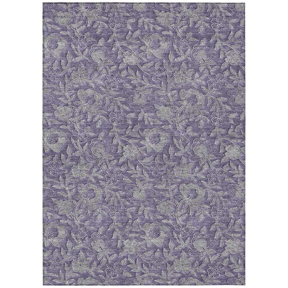 HomeRoots 9' Elegant Eggplant Purple & Gray Floral Area Rug - Washable, Durable for Indoor & Outdoor Use 9' X 12' 586268
