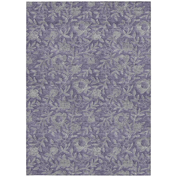 Homeroots 3' Elegant Blue Gray Charcoal Floral Washable Area Rug For Indoor Or Outdoor Spaces, Durable Design 10' X 14' Polyester 586269