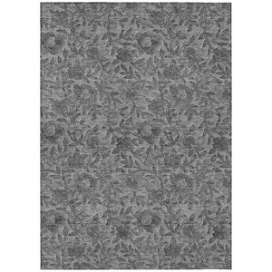 HomeRoots 5' Elegant Gray Charcoal and Silver Floral Area Rug for Indoor and Outdoor Use – Washable & Durable 8' X 10' 586273